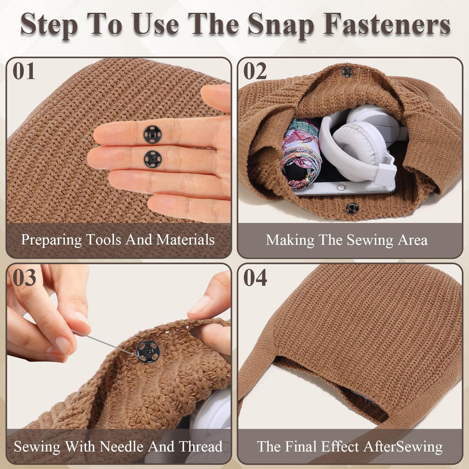 140 Sets Sew on Snaps for Clothing
