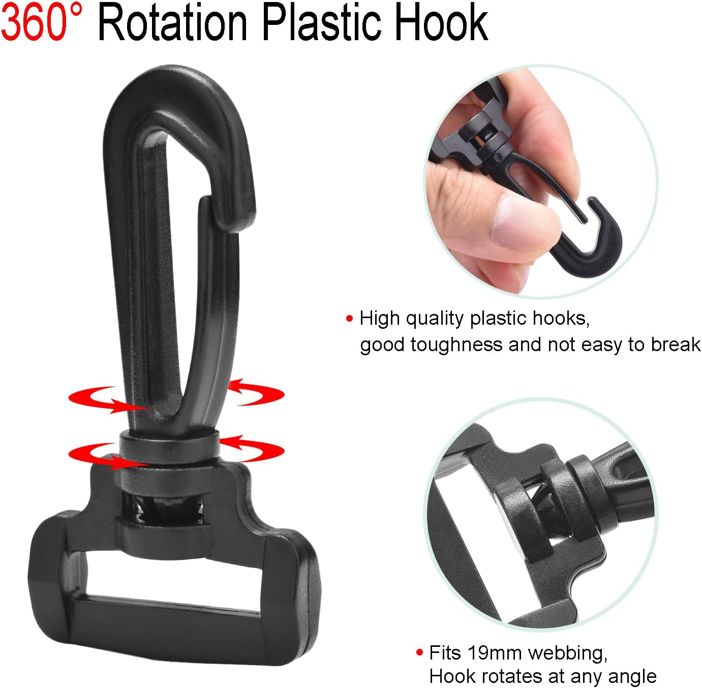 CooBigo 12PCS Plastic Swivel Snap Hook Clips for Purse
