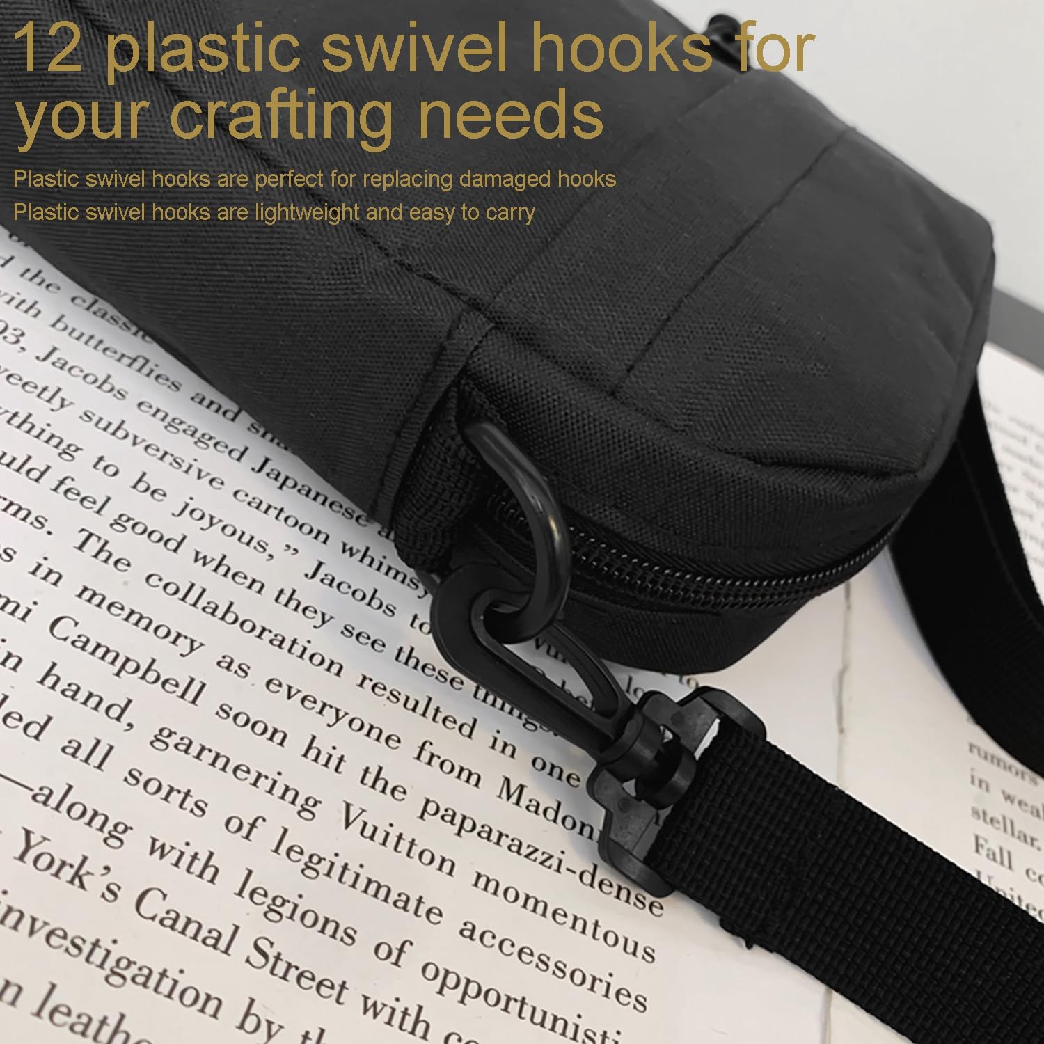 CooBigo 12PCS Plastic Swivel Snap Hook Clips for Purse