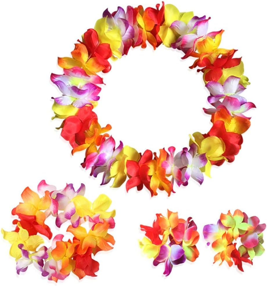 4 Pcs Multicolor Hawaiian Leis for Graduation Party 4 Pcs Multicolor Hawaiian Leis for Graduation Party