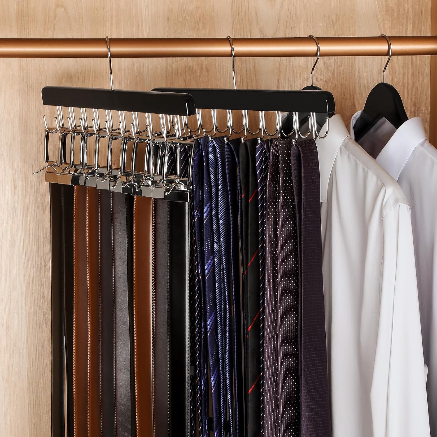 TOPIA HANGER 20 Hooks 2 in 1 Belt Tie Hanger for Closet Max 30 Belts with 30 Ties Capacity