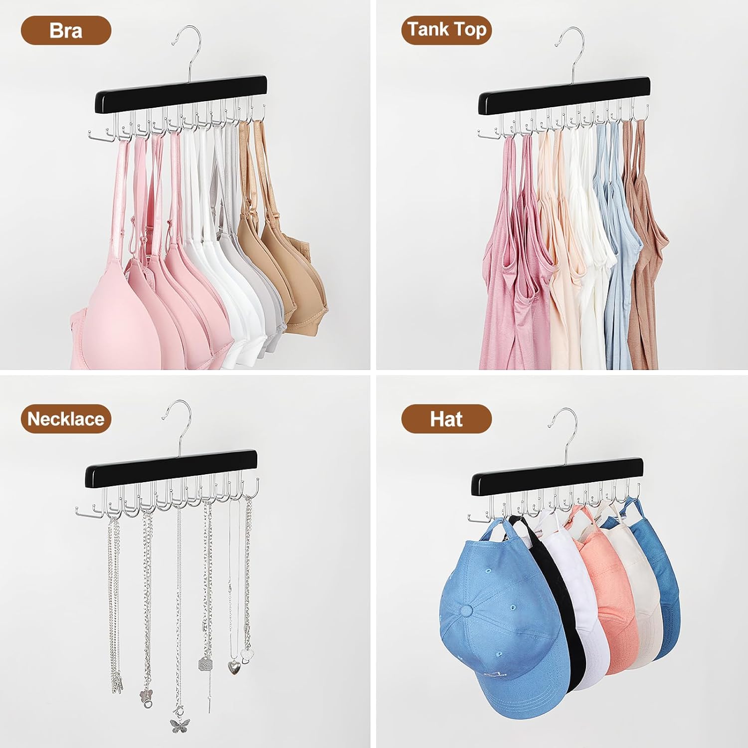 TOPIA HANGER 20 Hooks 2 in 1 Belt Tie Hanger for Closet Max 30 Belts with 30 Ties Capacity