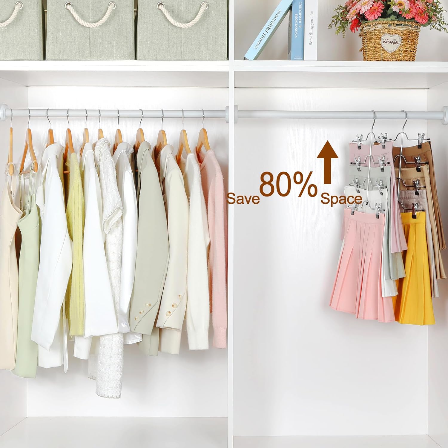 TOPIA HANGER 4 Tier Metal Skirt Hangers for Women