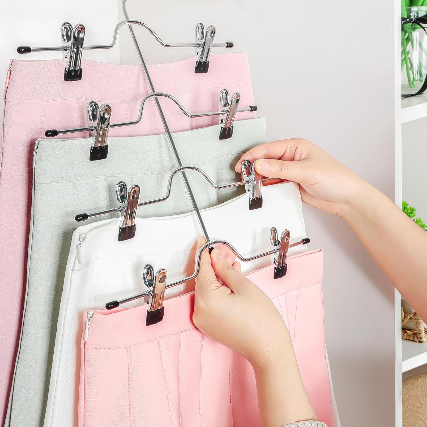 TOPIA HANGER 4 Tier Metal Skirt Hangers for Women