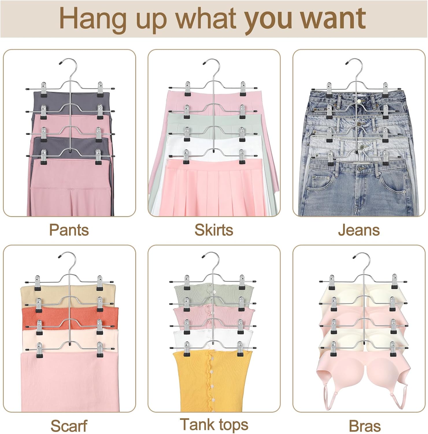 TOPIA HANGER 4 Tier Metal Skirt Hangers for Women