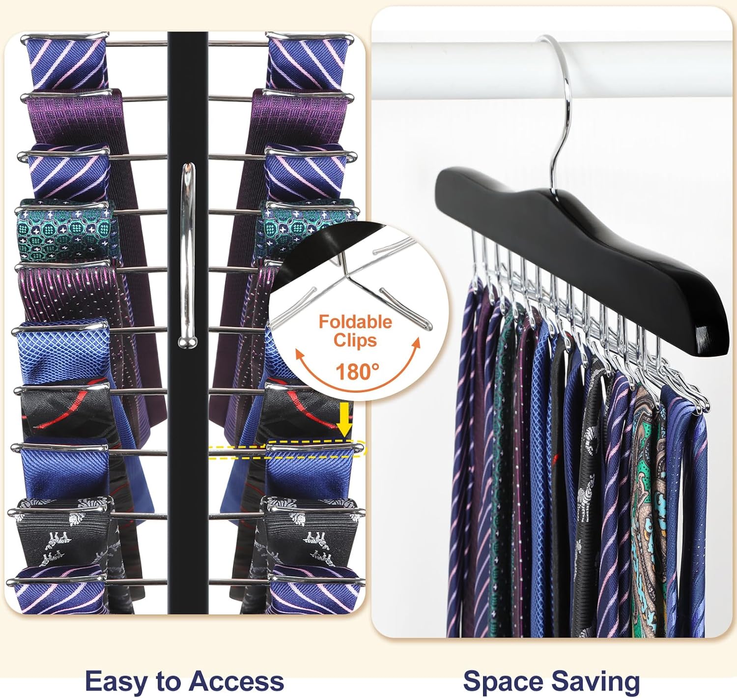 TOPIA HANGER Tie Rack Hanger for Closet