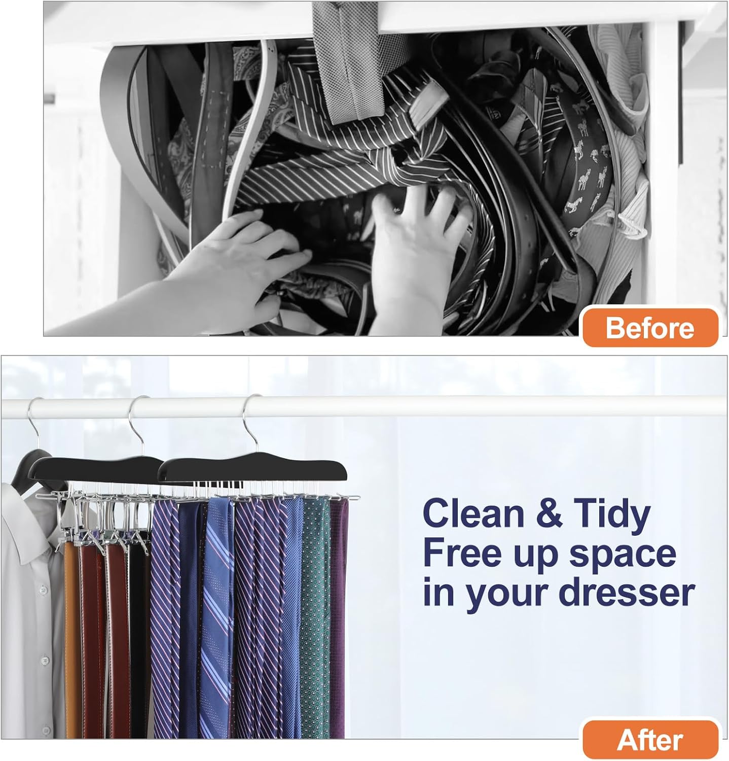 TOPIA HANGER Tie Rack Hanger for Closet