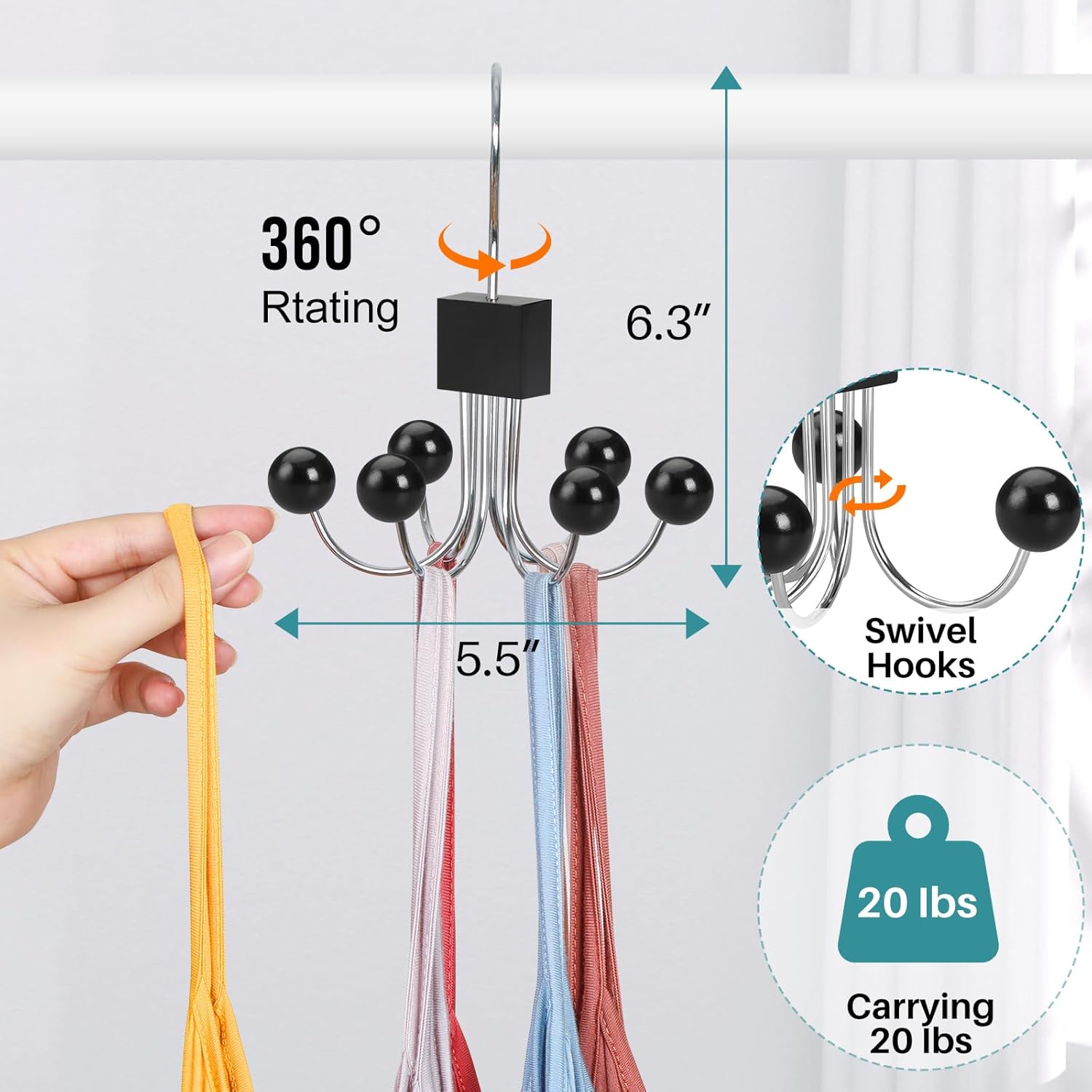 TOPIA HANGER Sweatshirt Hangers 2-Pack with 6 Wooden Balls