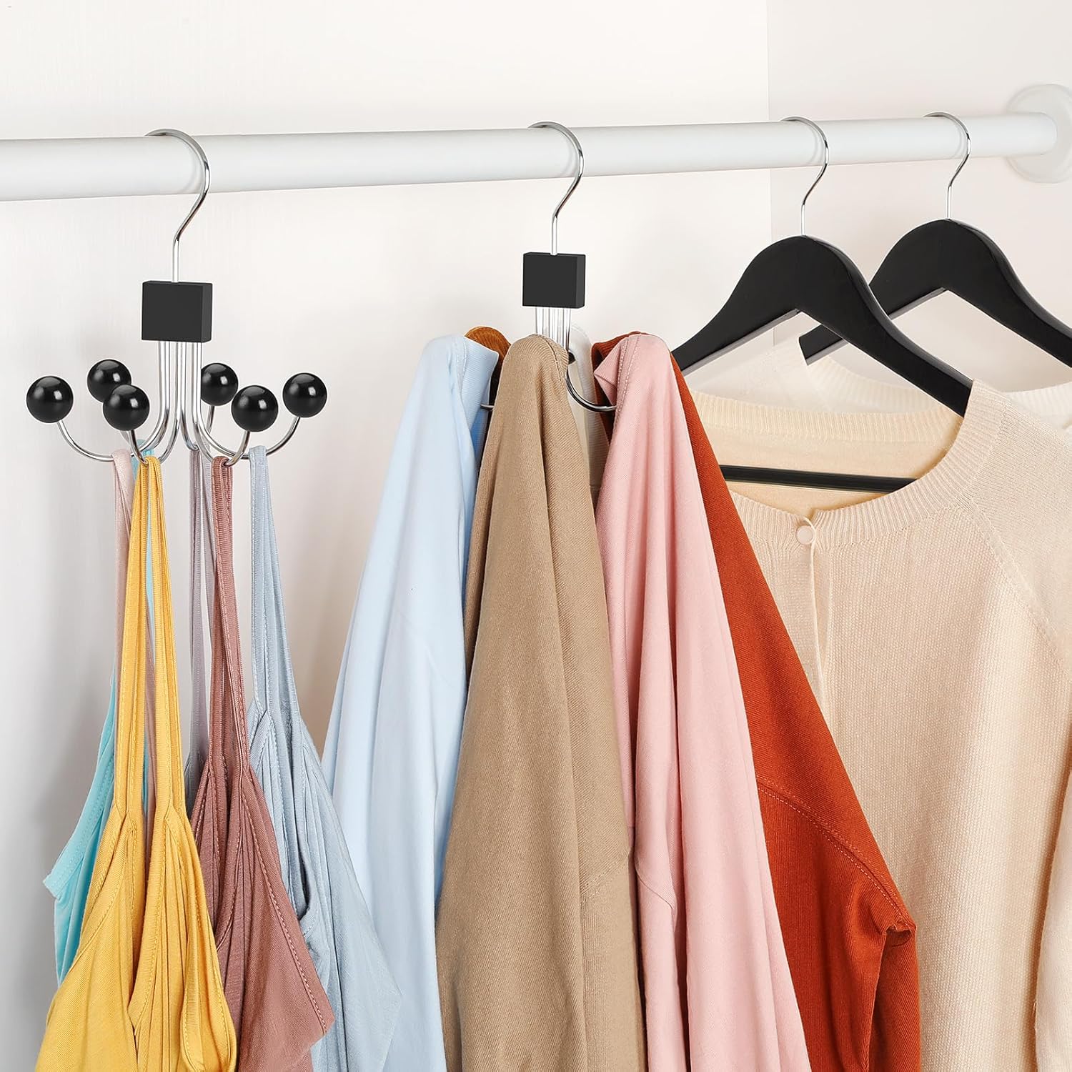 TOPIA HANGER Sweatshirt Hangers 2-Pack with 6 Wooden Balls