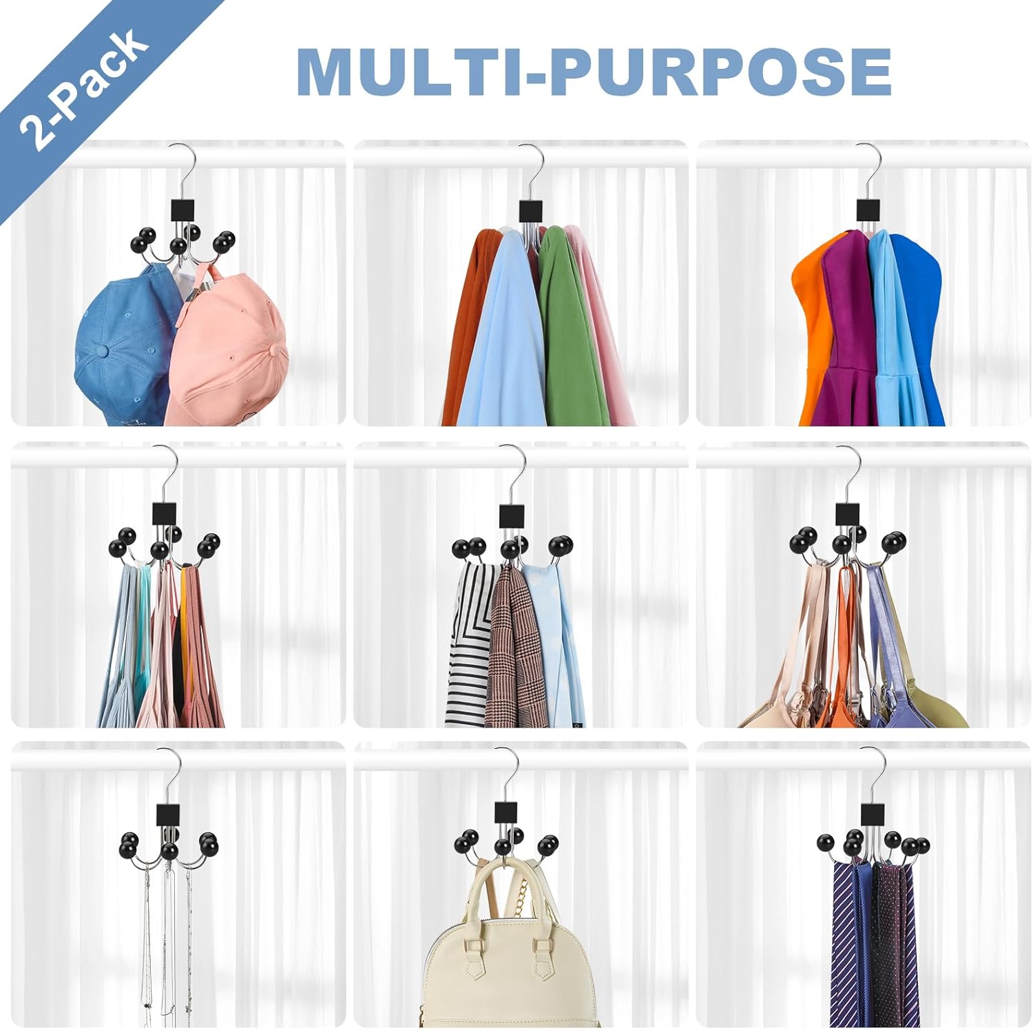 TOPIA HANGER Sweatshirt Hangers 2-Pack with 6 Wooden Balls