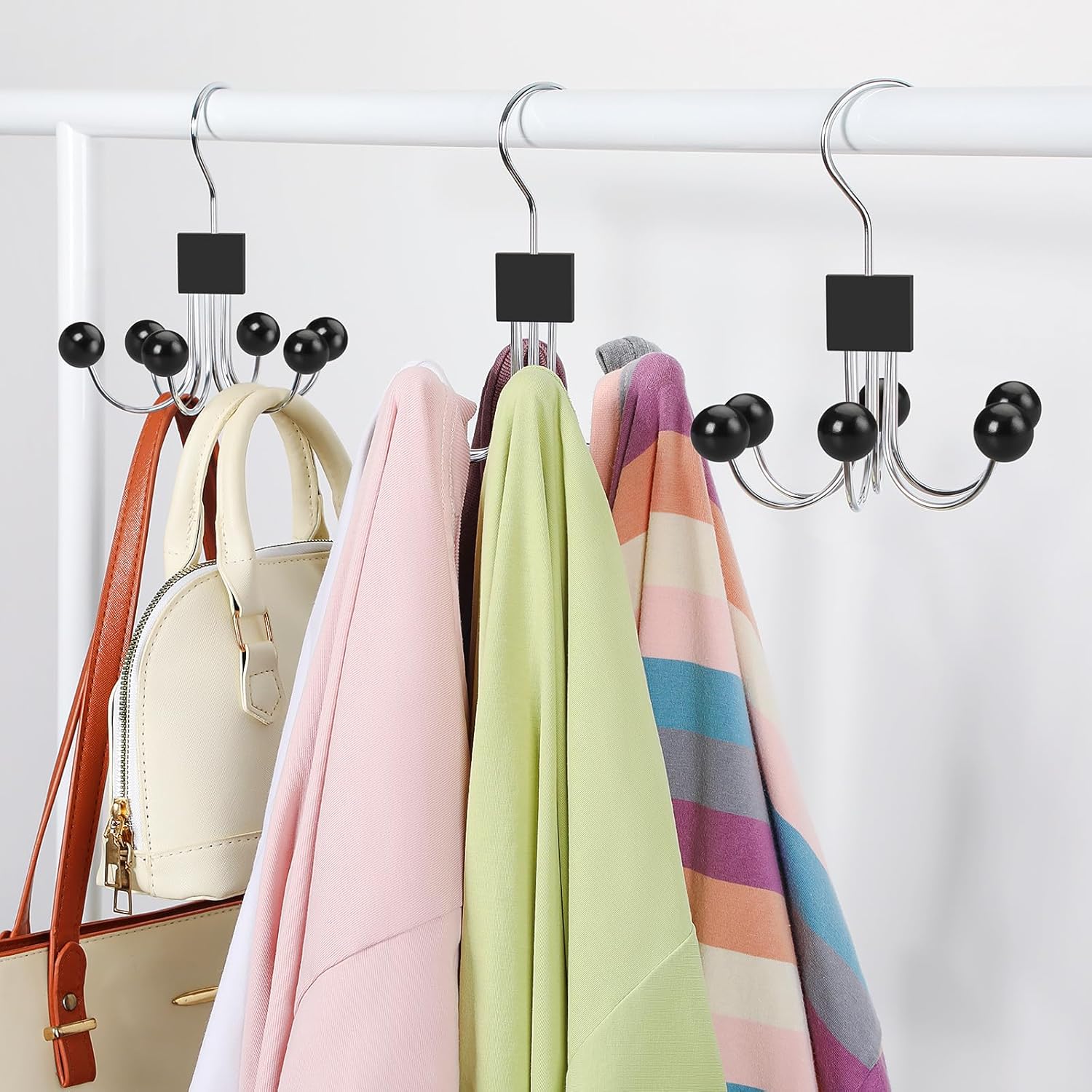 TOPIA HANGER Sweatshirt Hangers 2-Pack with 6 Wooden Balls