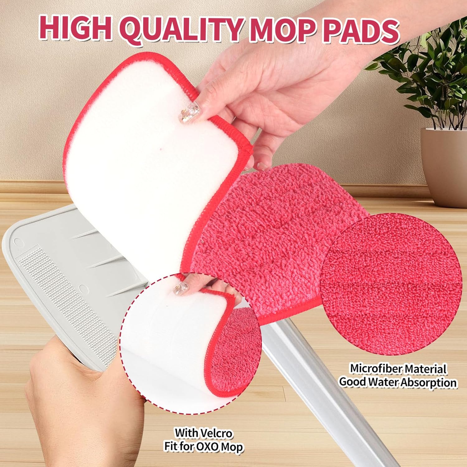 Mop Replacement Pads Compatible with OXO Good Grips Spray Mop - Reusable Microfiber Pad Refill for Floor Cleaning