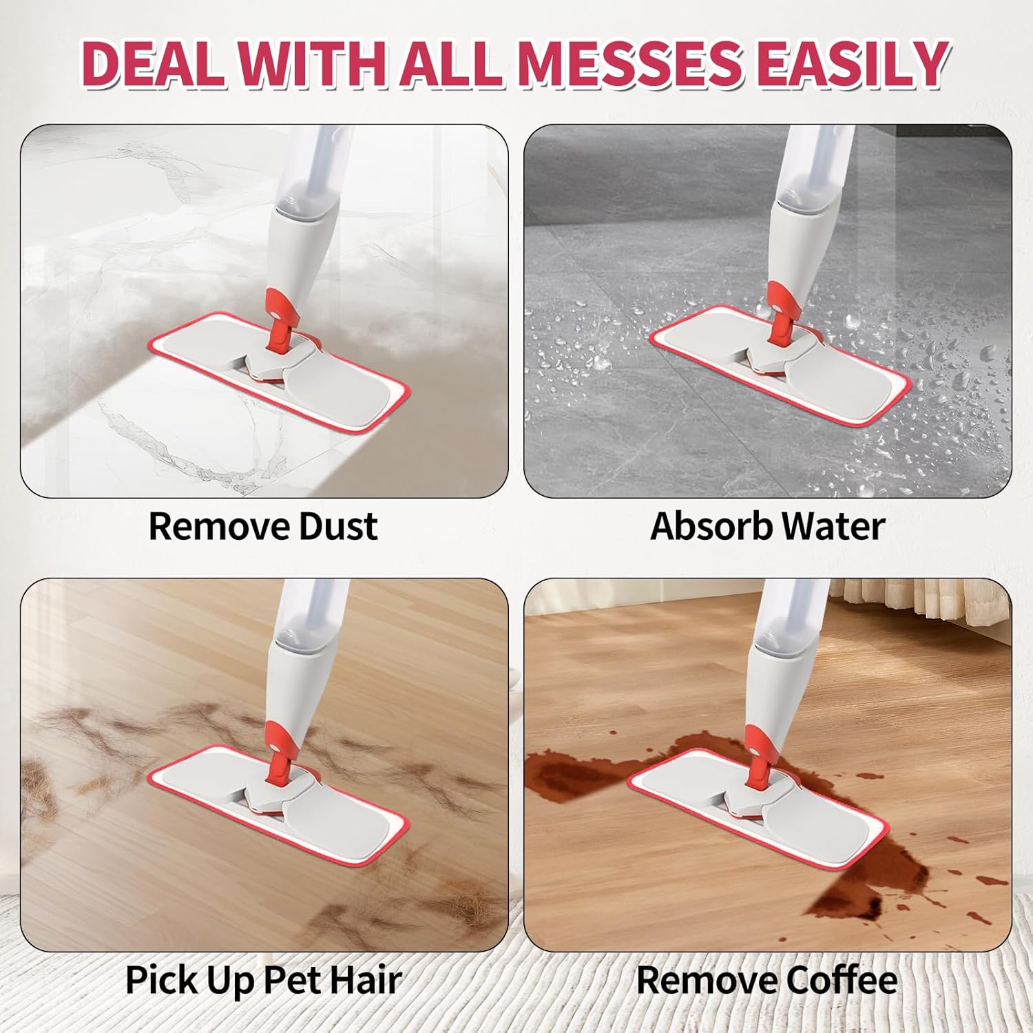 Mop Replacement Pads Compatible with OXO Good Grips Spray Mop - Reusable Microfiber Pad Refill for Floor Cleaning