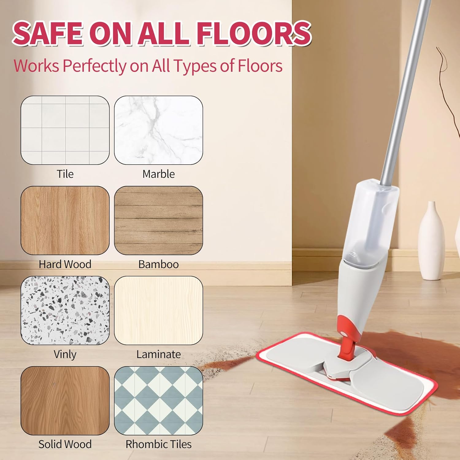 Mop Replacement Pads Compatible with OXO Good Grips Spray Mop - Reusable Microfiber Pad Refill for Floor Cleaning