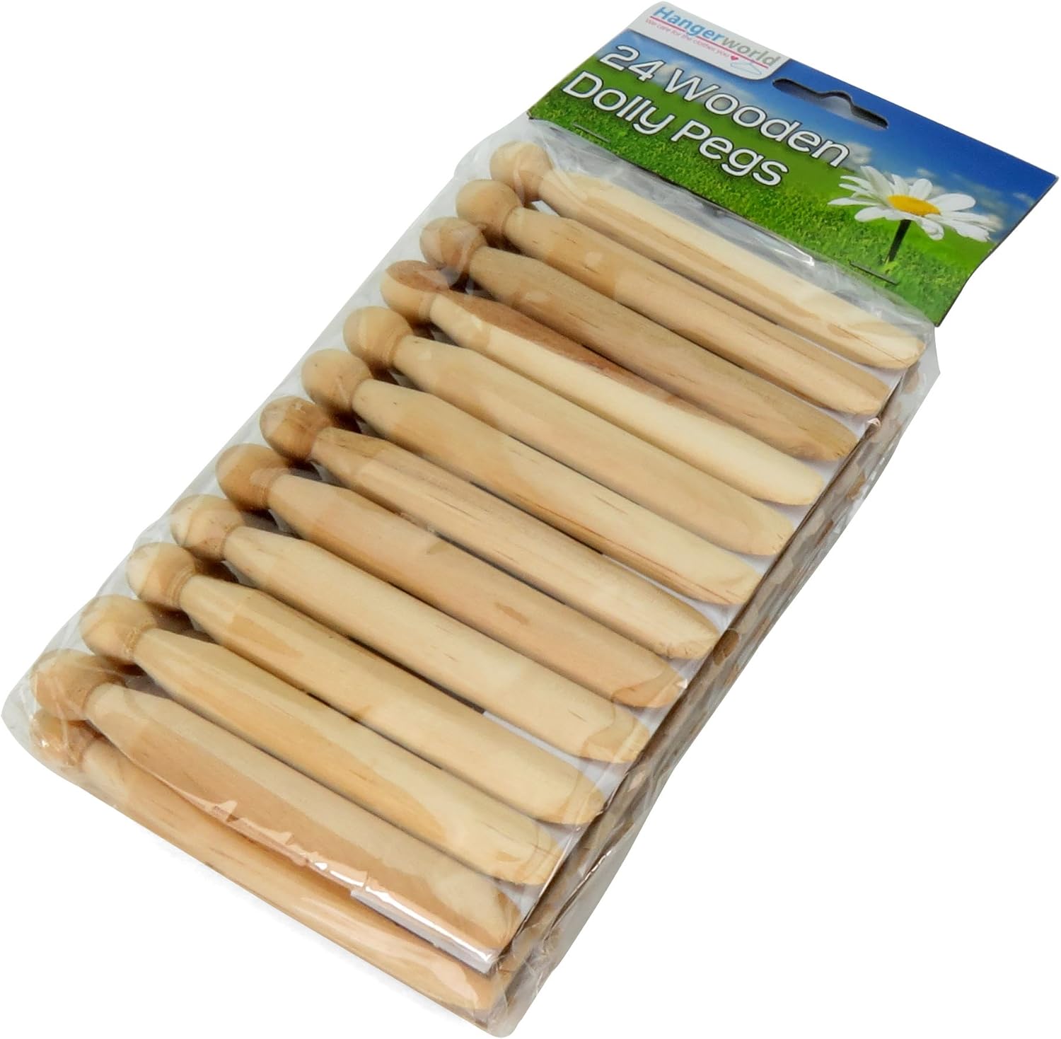 HANGERWORLD Round Wooden Clothespins for Crafts and Laundry - 24 Pack