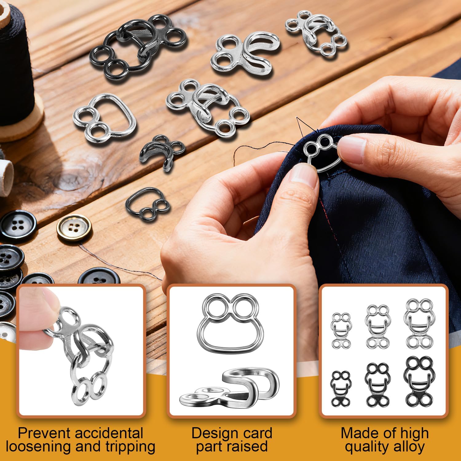 60 Set Hooks and Eyes for Sewing