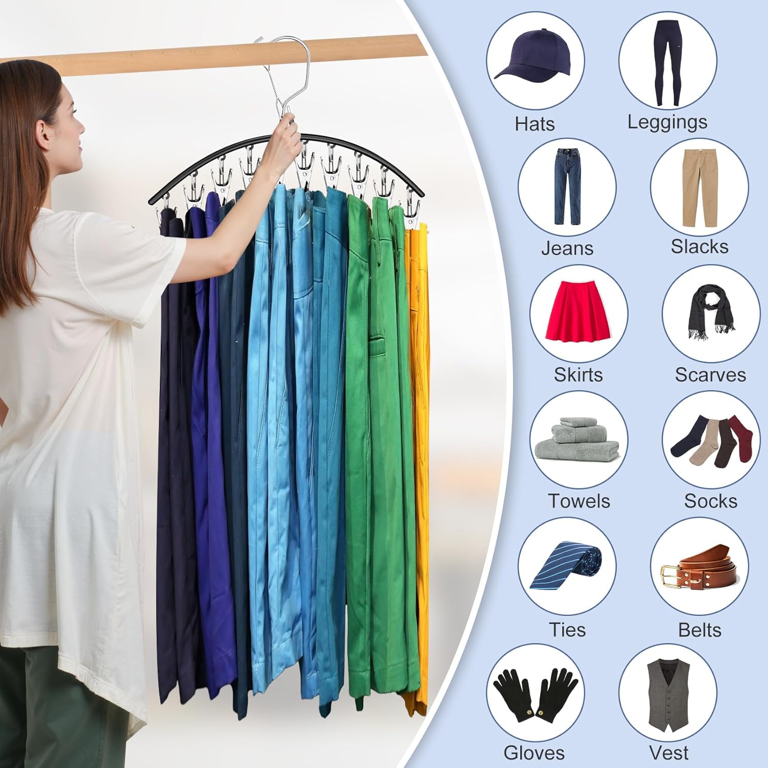 3 Pack Skirt Pants Hangers with Clips