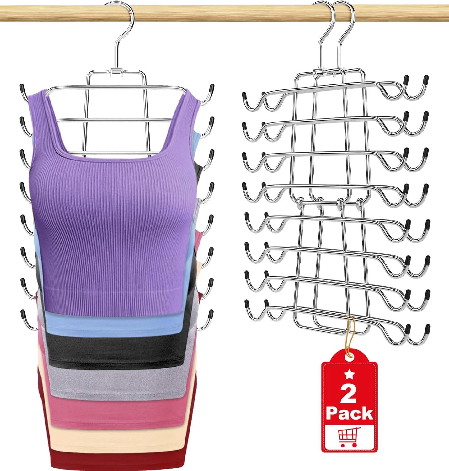 2Pcs Tank Top Hangers Space Saving Hanger Organizer Bra Hangers for Closet Organizer 360° Rotating Metal Closet Organizers and Storage Lingerie Hangers for Cami Bras Belts Swimsuits Lingeries Silver 2Pcs Tank Top Hangers Space Saving Hanger Organizer Bra Hangers for Closet Organizer 360° Rotating Metal Closet Organizers and Storage Lingerie Hangers for Cami Bras Belts Swimsuits Lingeries Silver