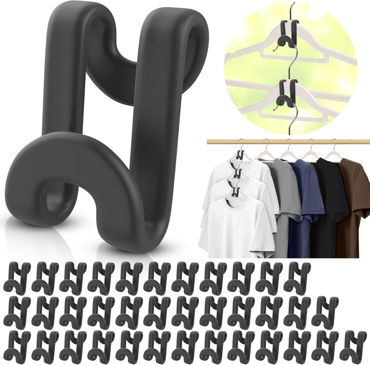 100Pcs Space Saving Hanger Hooks