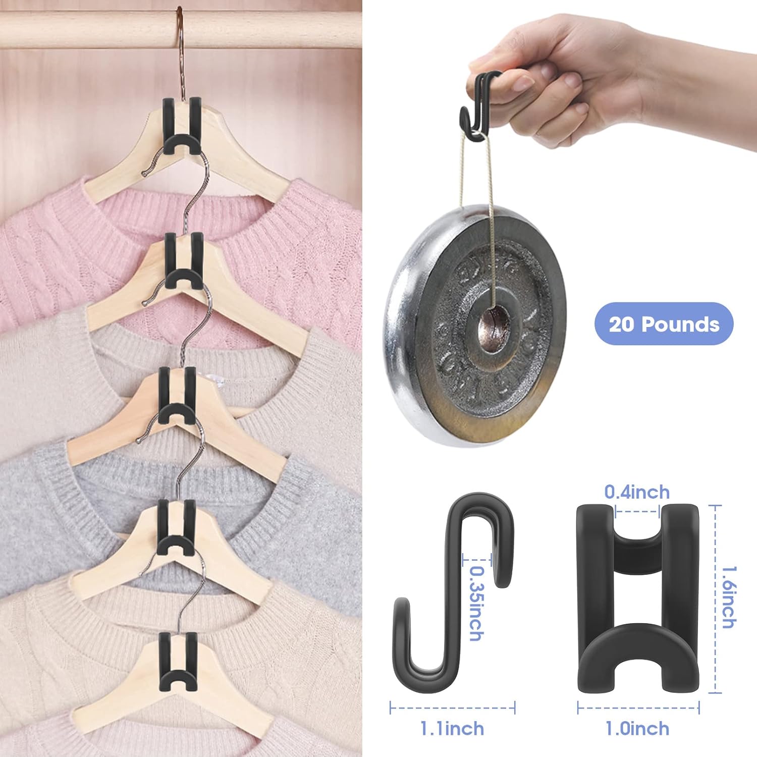 100Pcs Space Saving Hanger Hooks