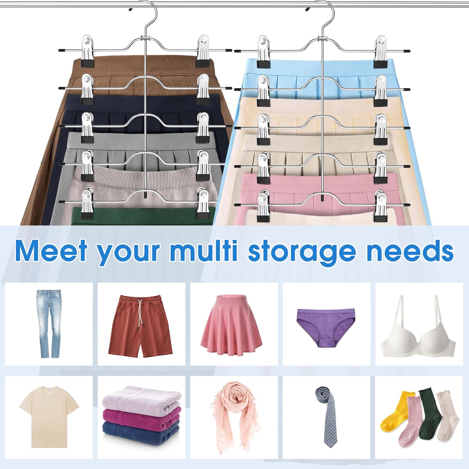 Pants Skirt Hangers with Clips