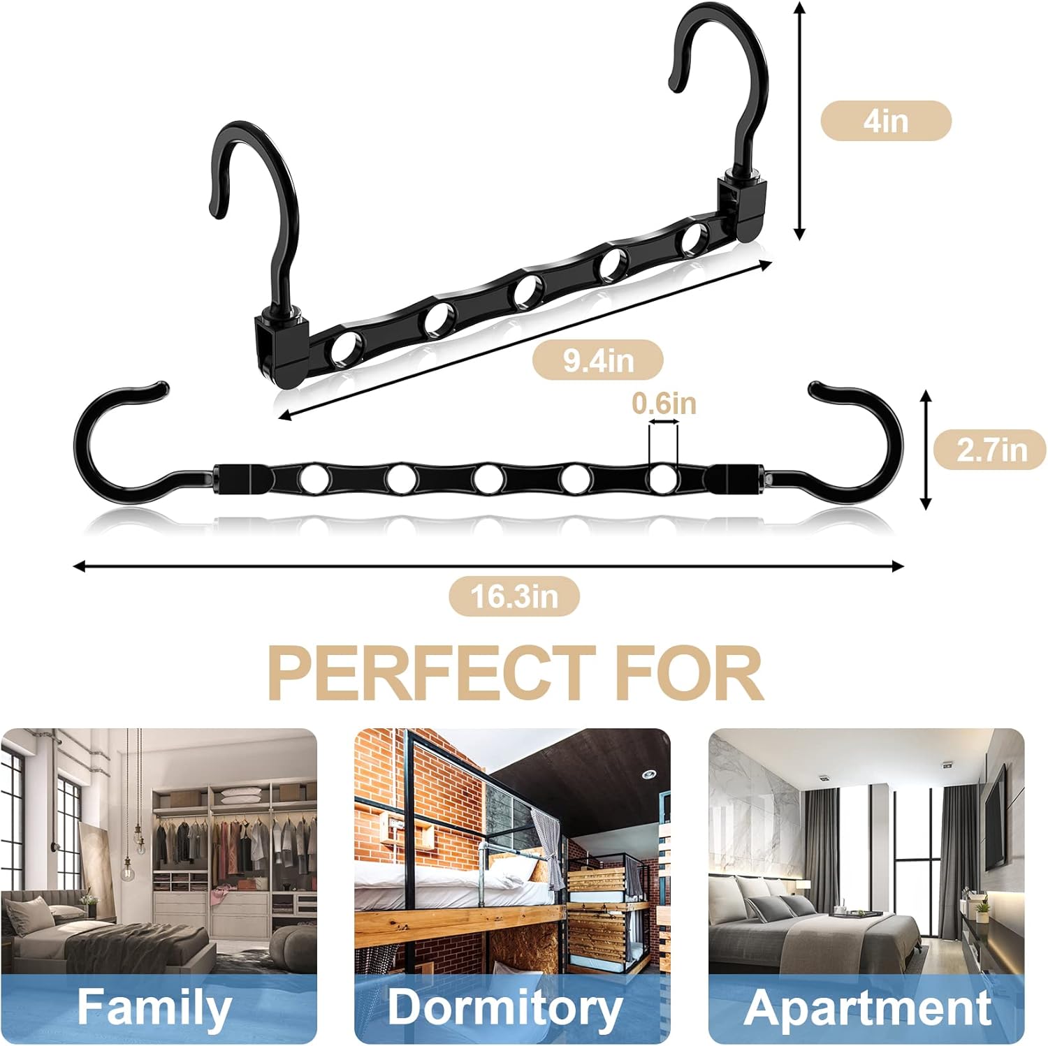 8 Pack Hangers Space Saving Magic Space Saver Storage Smart Plastic Clothes Hanger Organizer Closet Organizers and Storage for Closet Wardrobe Apartment College Dorm Room Essentials