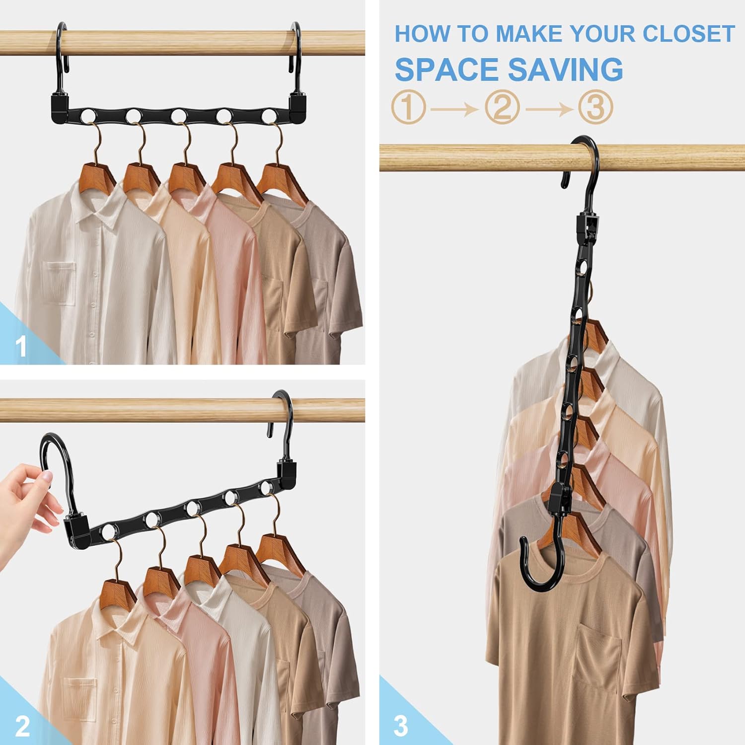 8 Pack Hangers Space Saving Magic Space Saver Storage Smart Plastic Clothes Hanger Organizer Closet Organizers and Storage for Closet Wardrobe Apartment College Dorm Room Essentials