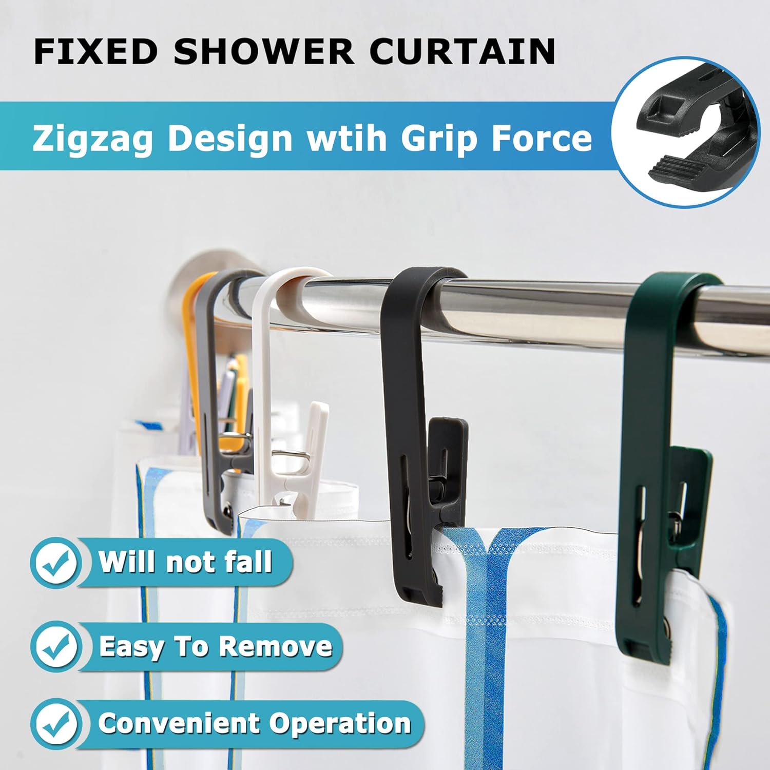 Laundry Hooks with Clips Hanger Closet Organizer Clamps Socks Boot Bras Towels for Bathroom Wardrobe Kitchen Office 4Pcs (White)