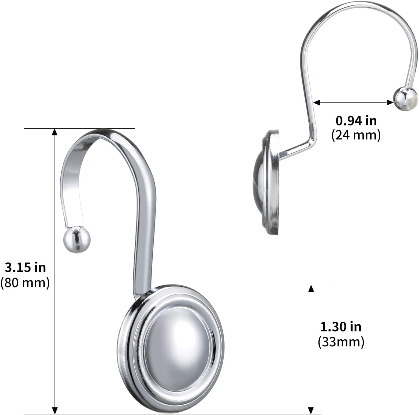 Silver Shower Curtain Hooks