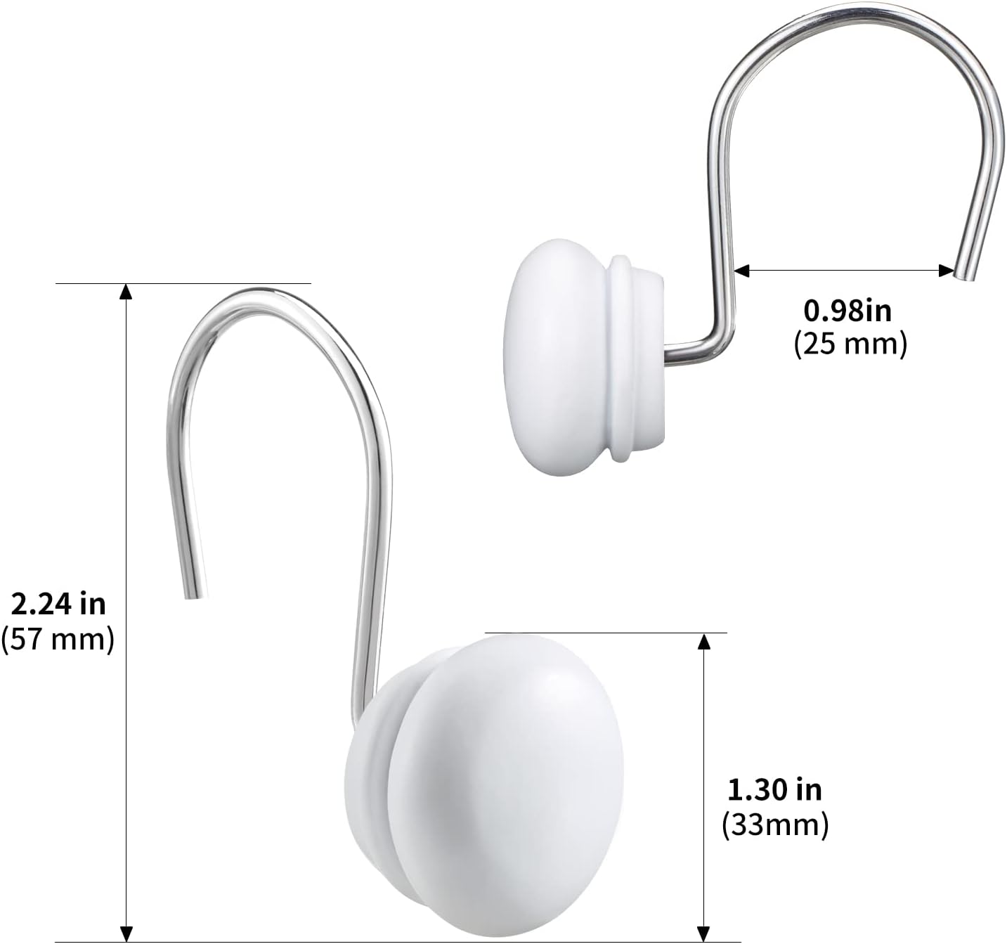 White Shower Curtain Hooks