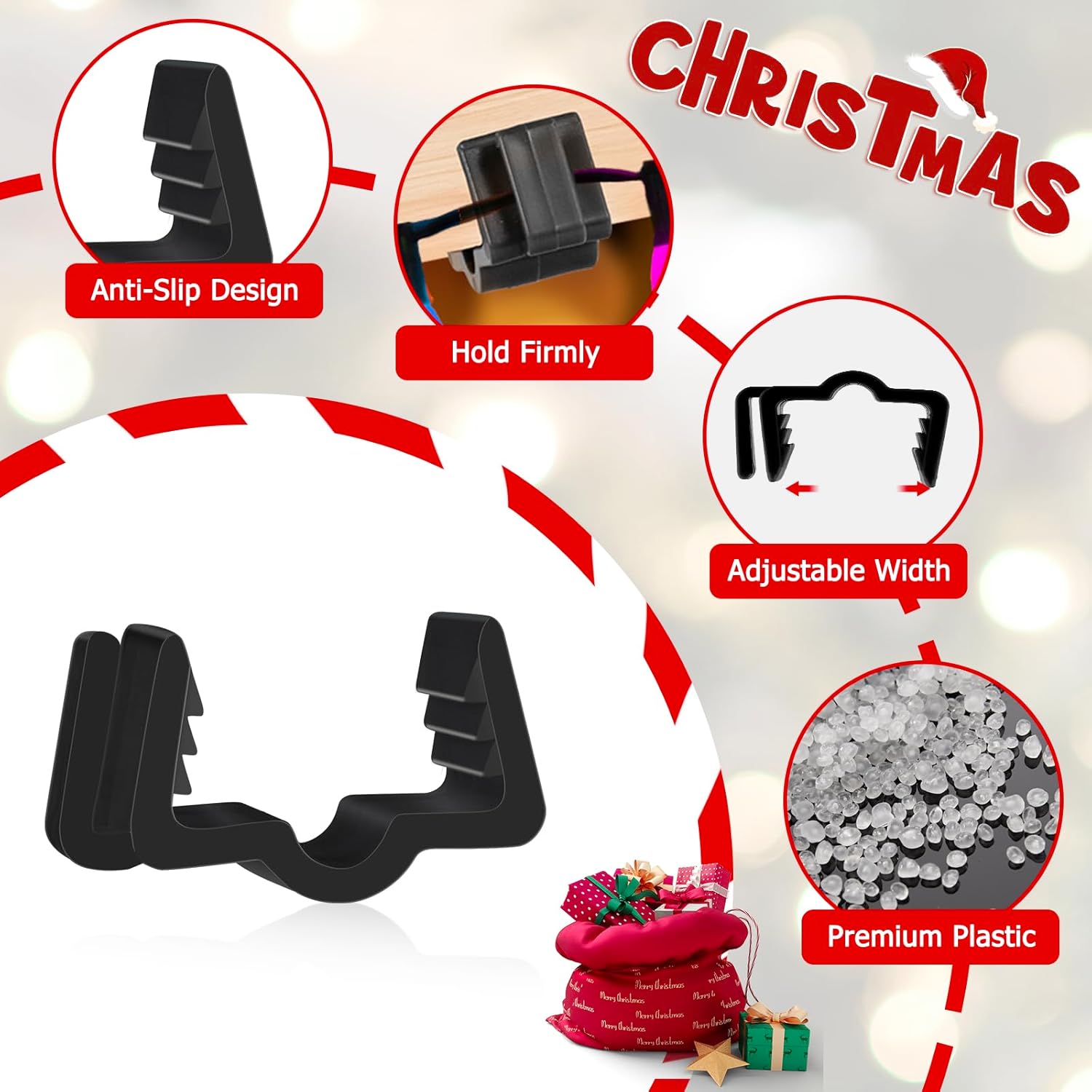 Christmas Light Hanger Clips Fascia Board Light Clips Plastic Holiday Deck Banister Hanger for Christmas Fascia Board Roof Gutter Fence Eave Decoration