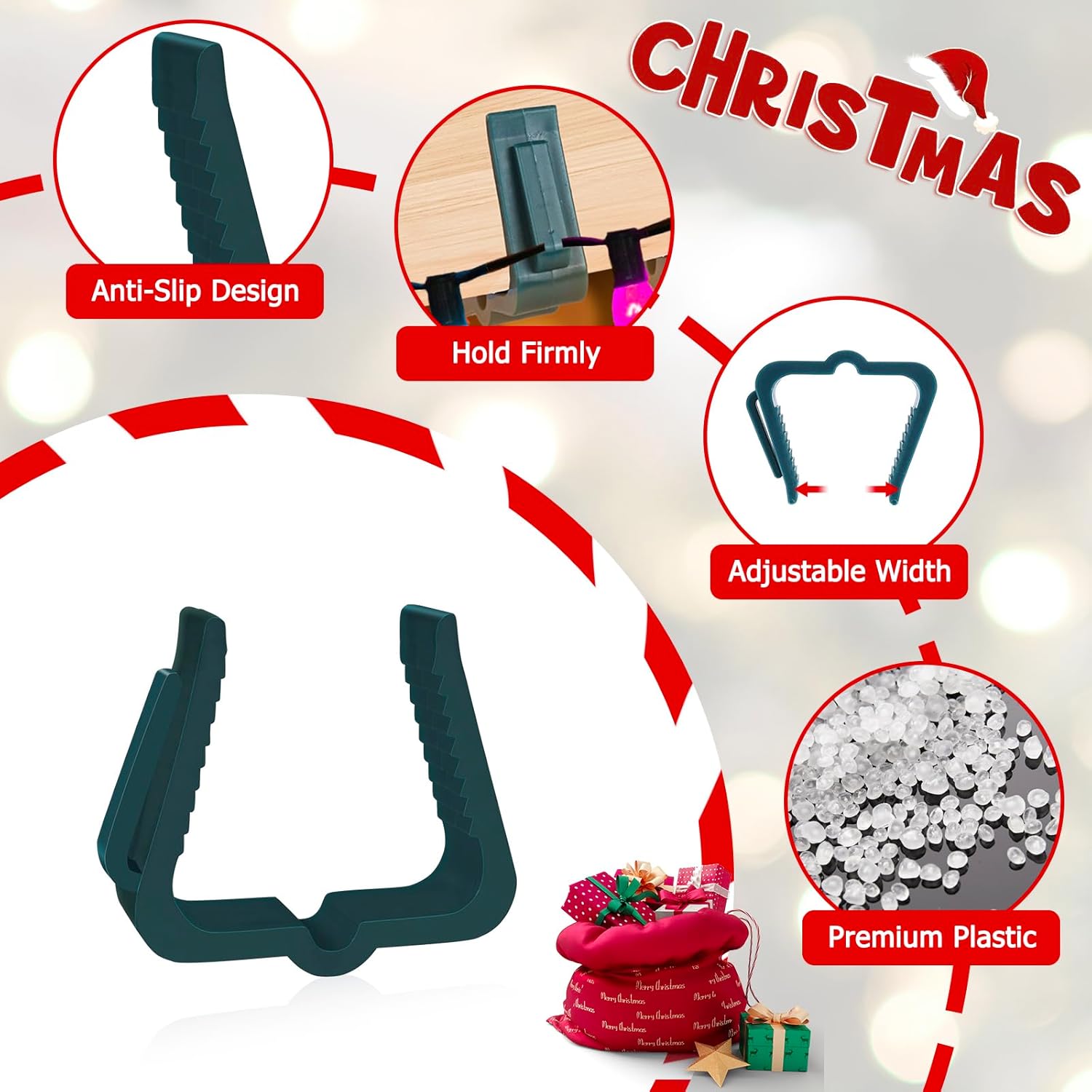 Christmas Light Hanger Clips Fascia Board Light Clips Plastic Holiday Deck Banister Hanger for Christmas Fascia Board Roof Gutter Fence Eave Decoration