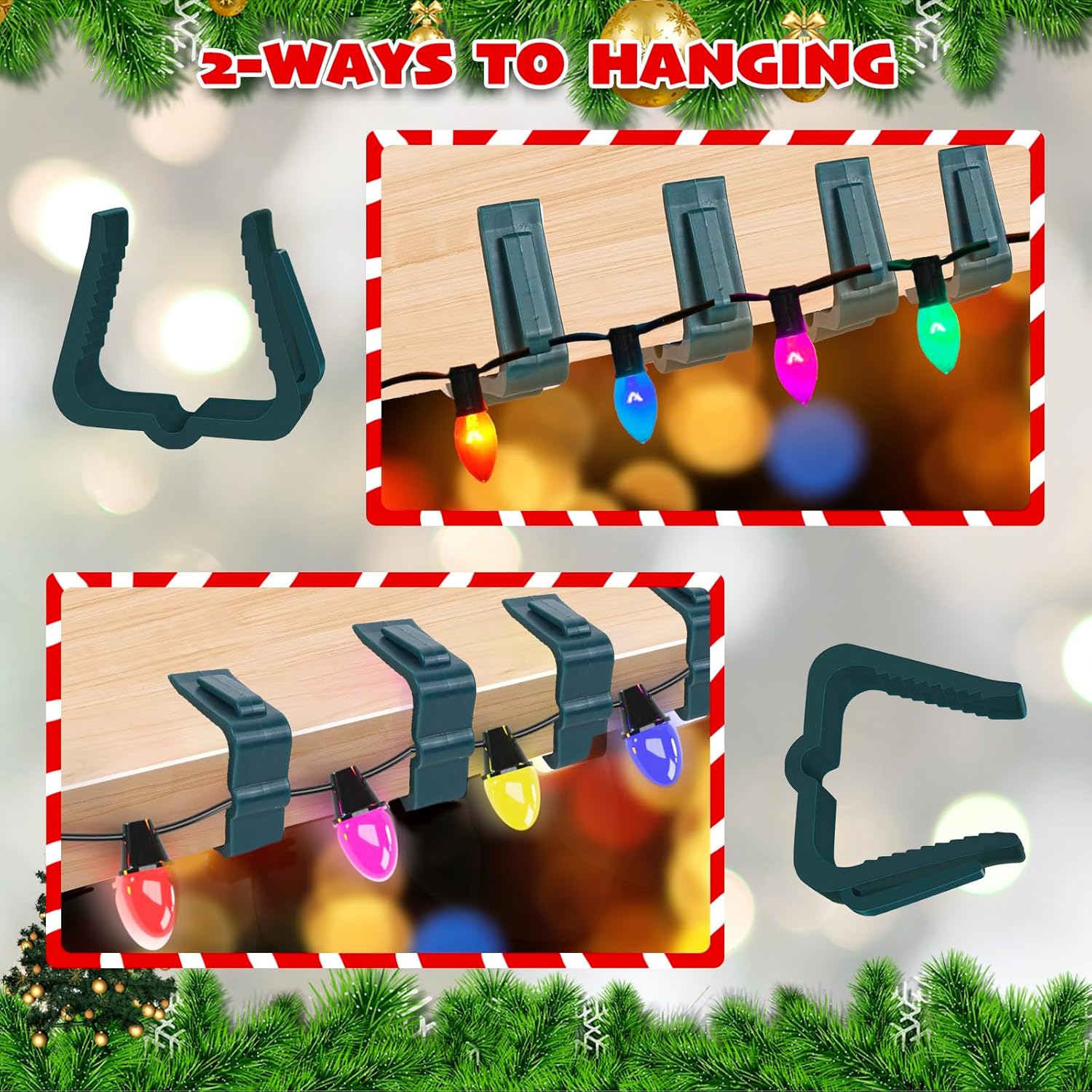 Christmas Light Hanger Clips Fascia Board Light Clips Plastic Holiday Deck Banister Hanger for Christmas Fascia Board Roof Gutter Fence Eave Decoration