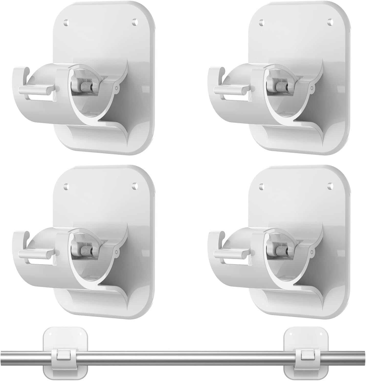 No Drill Curtain Rod Brackets No Drilling Holder 40LB - Renter Friendly Self Adhesive Hooks for Apartment Dorm Classroom Essentials Decor Hanging Drapes Rv Over Blinds Kitchen Bedroom Home No Drill Curtain Rod Brackets No Drilling Holder 40LB - Renter Friendly Self Adhesive Hooks for Apartment Dorm Classroom Essentials Decor Hanging Drapes Rv Over Blinds Kitchen Bedroom Home