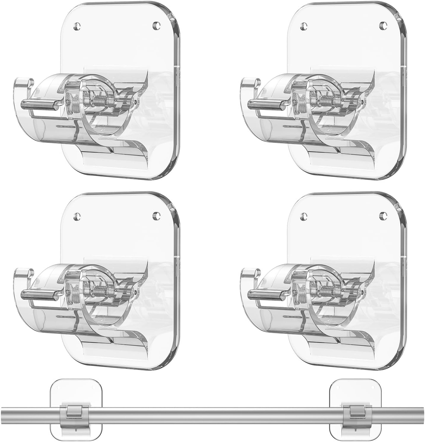 No Drill Curtain Rod Brackets No Drilling Holder 40LB - Renter Friendly Self Adhesive Hooks for Apartment Dorm Classroom Essentials Decor Hanging Drapes Rv Over Blinds Kitchen Bedroom Home No Drill Curtain Rod Brackets No Drilling Holder 40LB - Renter Friendly Self Adhesive Hooks for Apartment Dorm Classroom Essentials Decor Hanging Drapes Rv Over Blinds Kitchen Bedroom Home