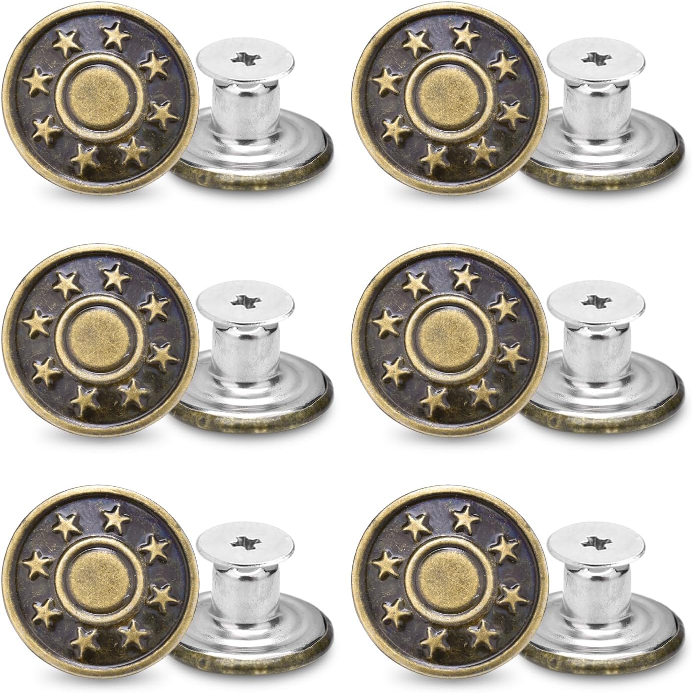 CooBigo 6Sets 1-1/2" Overalls Buckles + 24Pcs 17mm Jeans Bttons for Jeans Suspender Buckles Replacement Bib Pants DIY Sewing Accessories (Bronze) CooBigo 6Sets 1-1/2" Overalls Buckles + 24Pcs 17mm Jeans Bttons for Jeans Suspender Buckles Replacement Bib Pants DIY Sewing Accessories (Bronze)