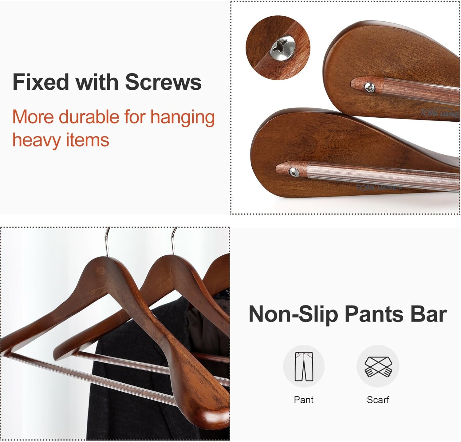 TOPIA HANGER Wide Shoulder Wooden Hangers