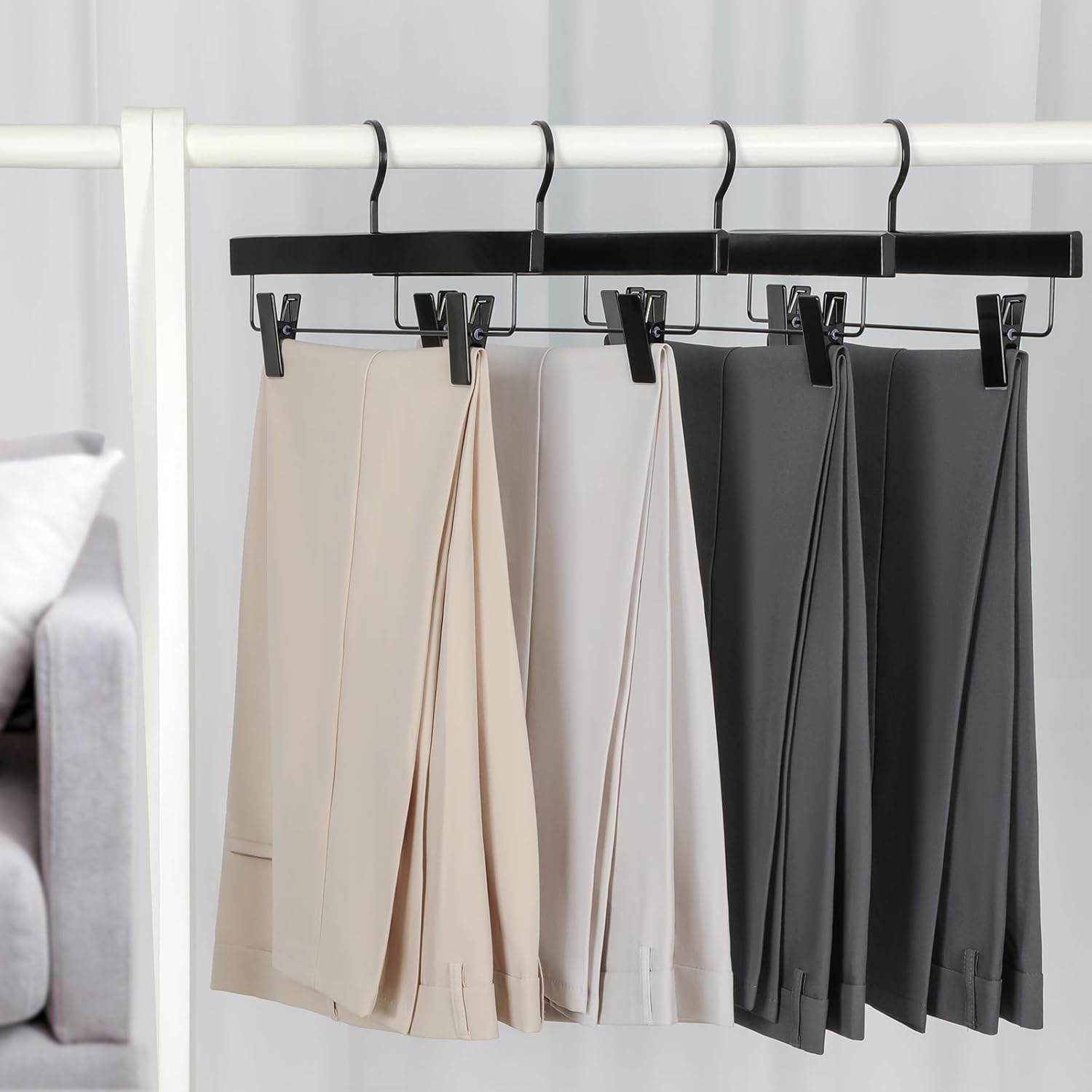 TOPIA HANGER Black Wooden Pants Hangers