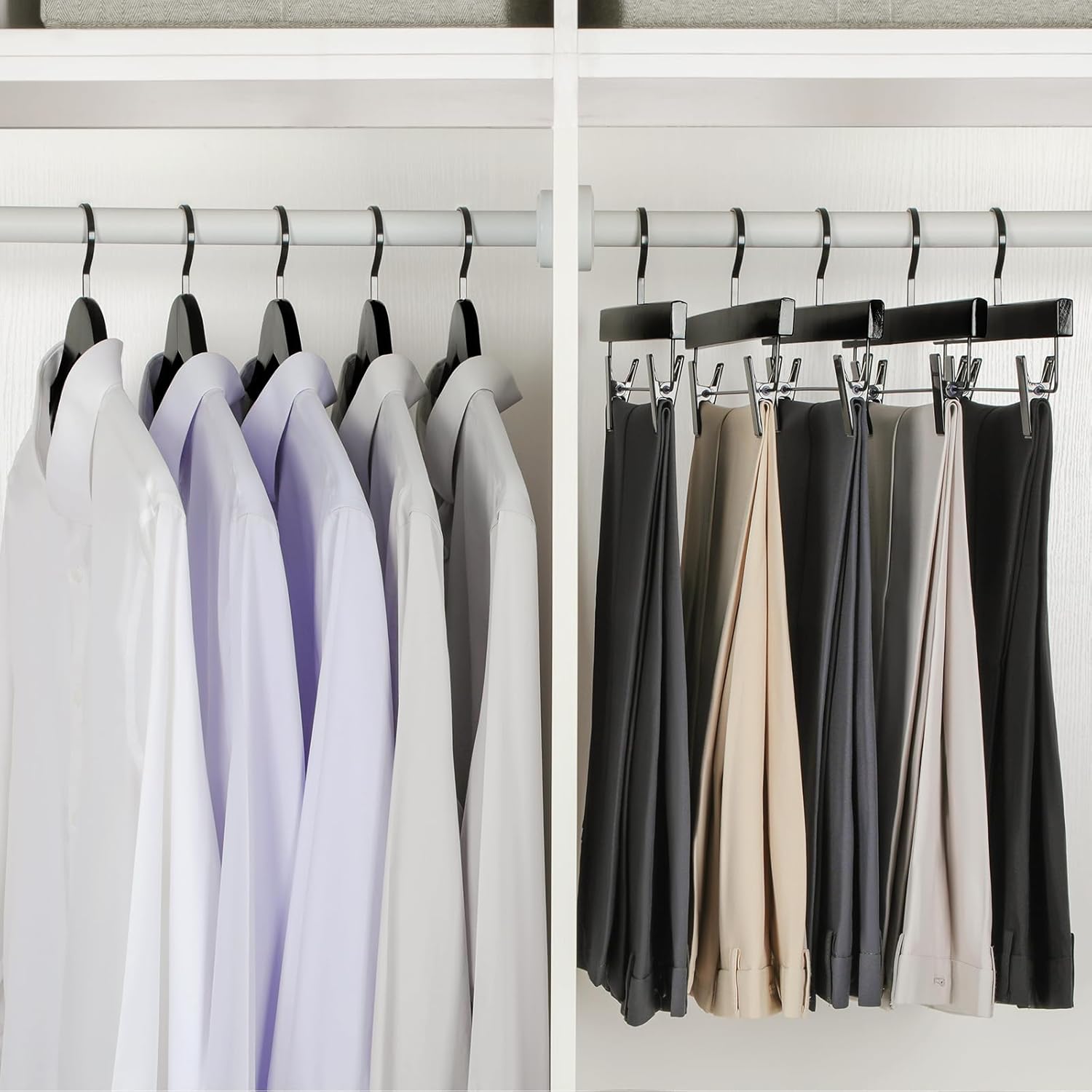 TOPIA HANGER Black Wooden Pants Hangers