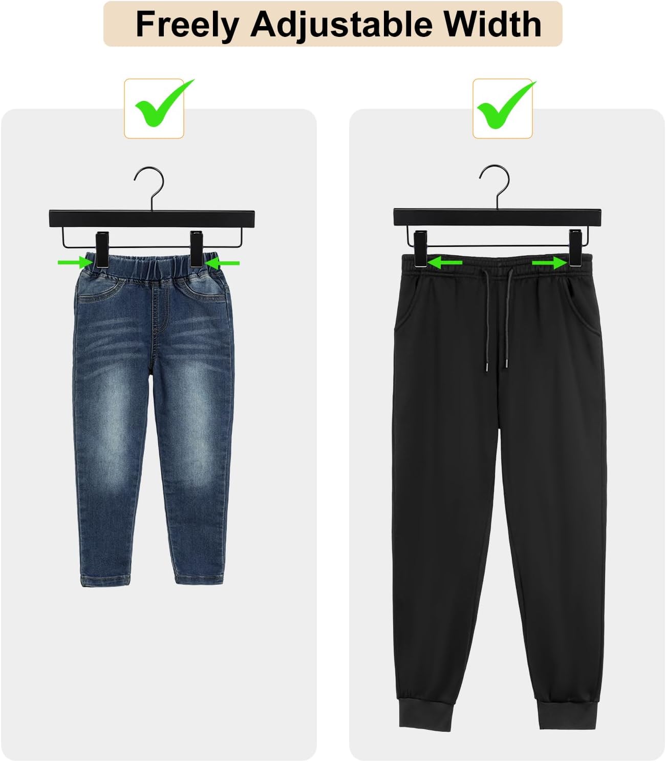 TOPIA HANGER Black Wooden Pants Hangers