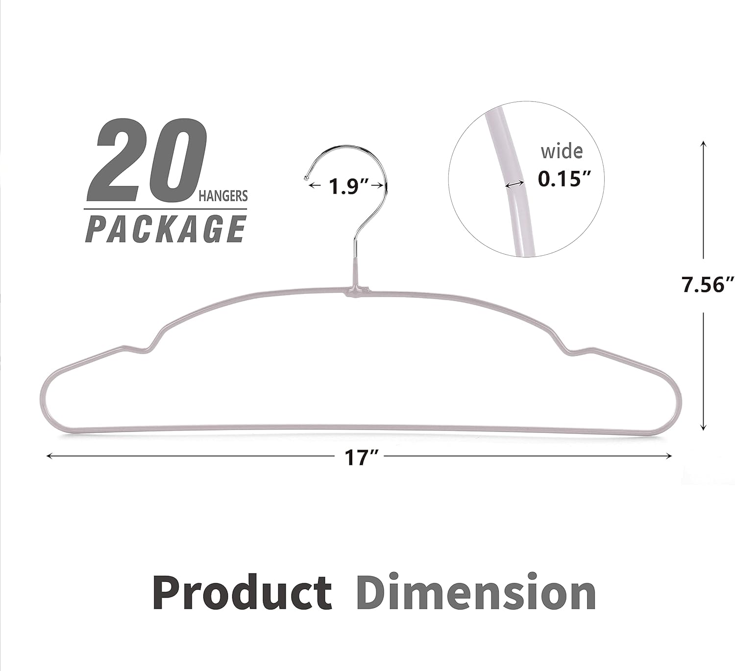 TOPIA HANGER Metal Hangers 20 Pack