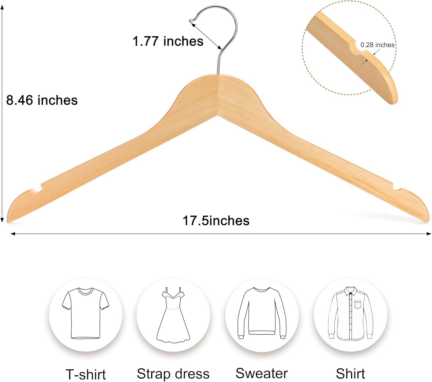TOPIA HANGER Wooden Hangers 30 Pack