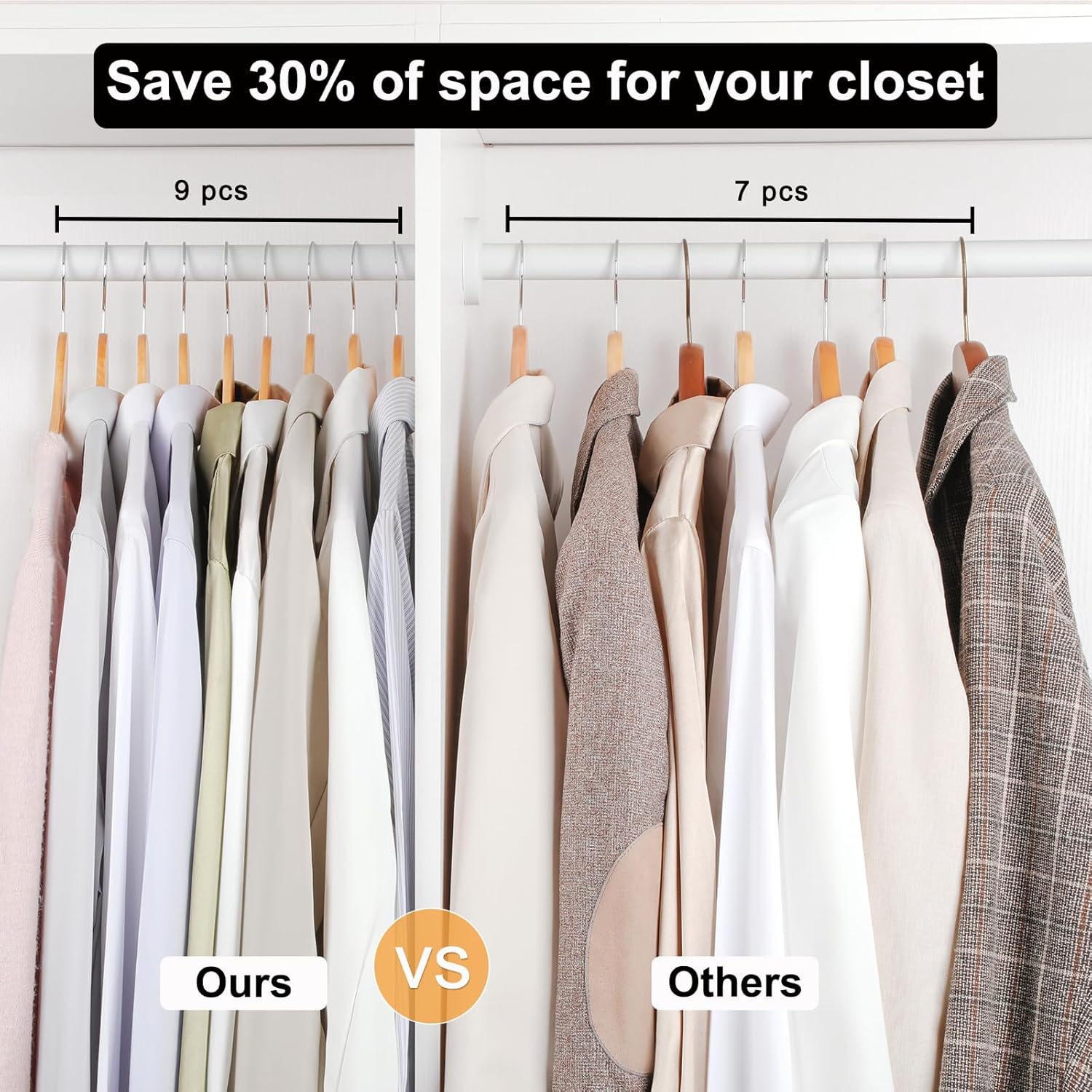 TOPIA HANGER Wooden Hangers 30 Pack