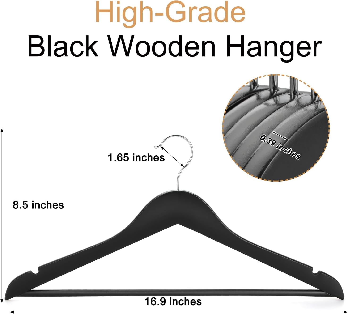 TOPIA HANGER Wooden Coat Hangers 30 Pack