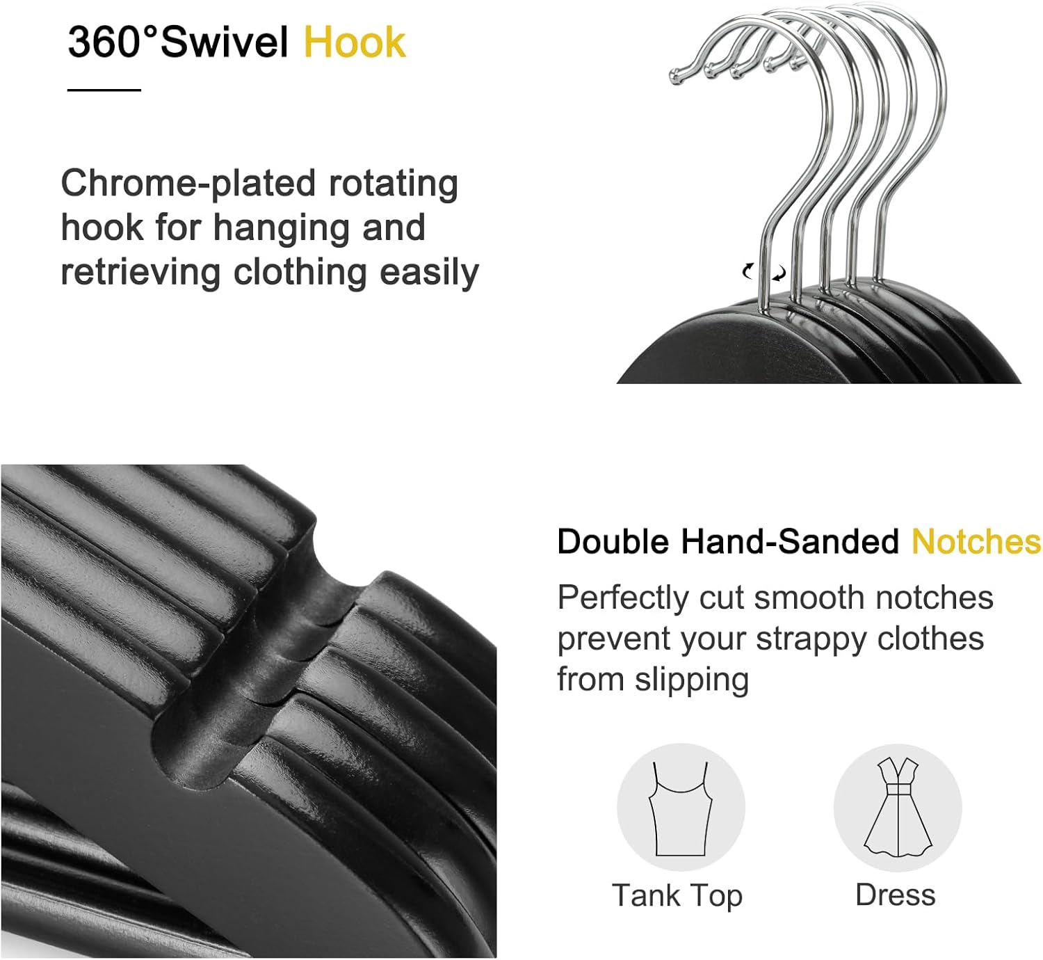 TOPIA HANGER Wooden Coat Hangers 30 Pack