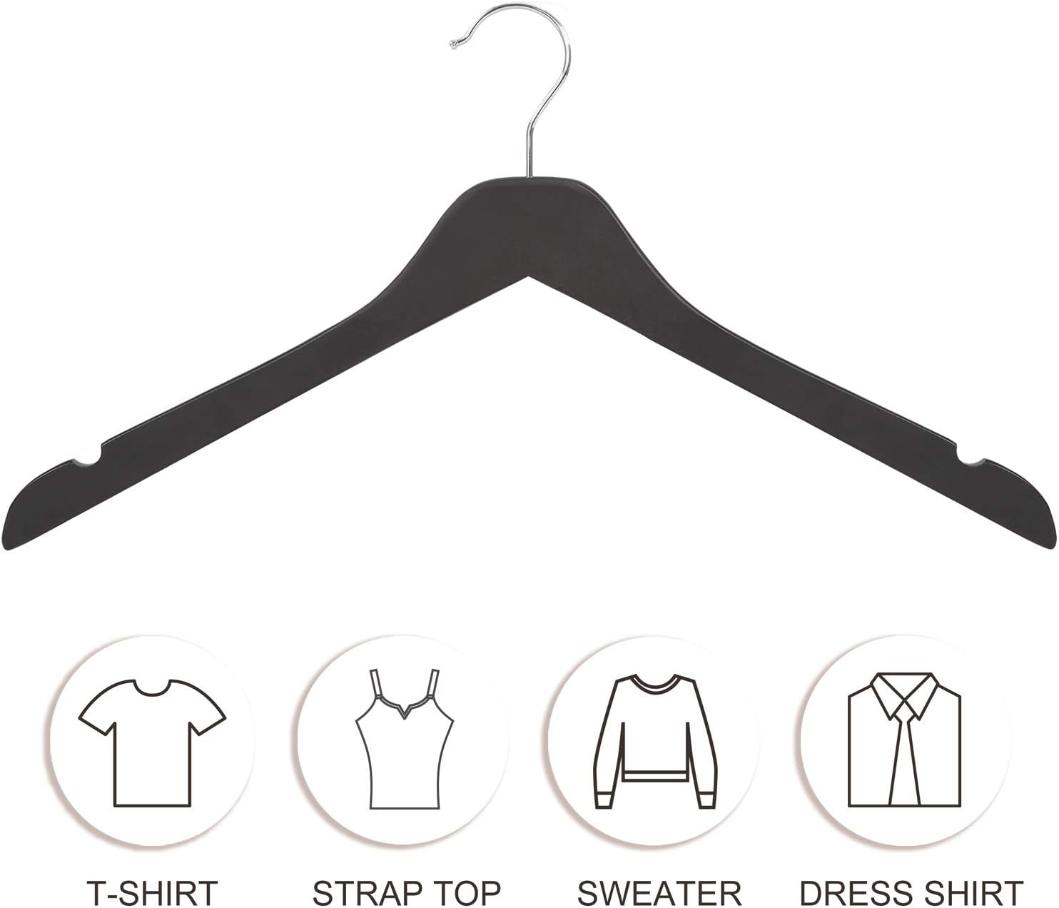 TOPIA HANGER Black Wooden Hangers 30 Pack