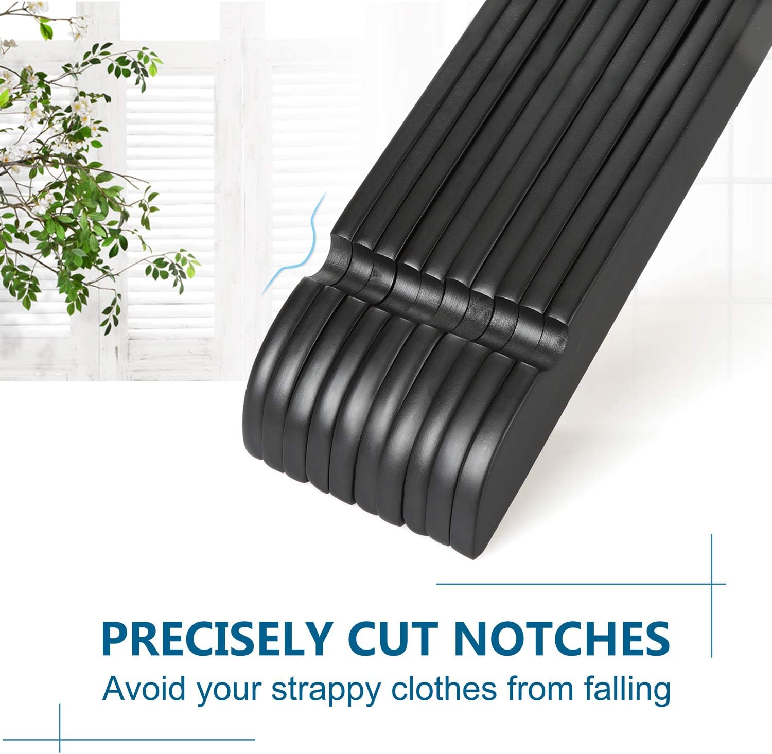 TOPIA HANGER Black Wooden Hangers 30 Pack