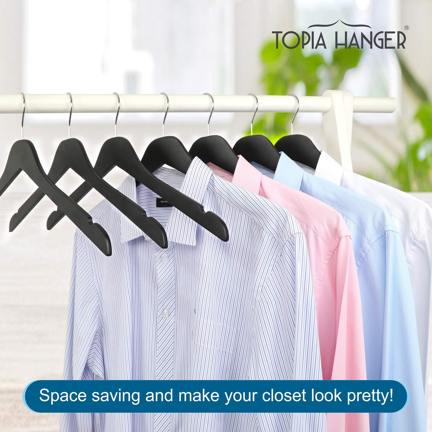 TOPIA HANGER Black Wooden Hangers 30 Pack