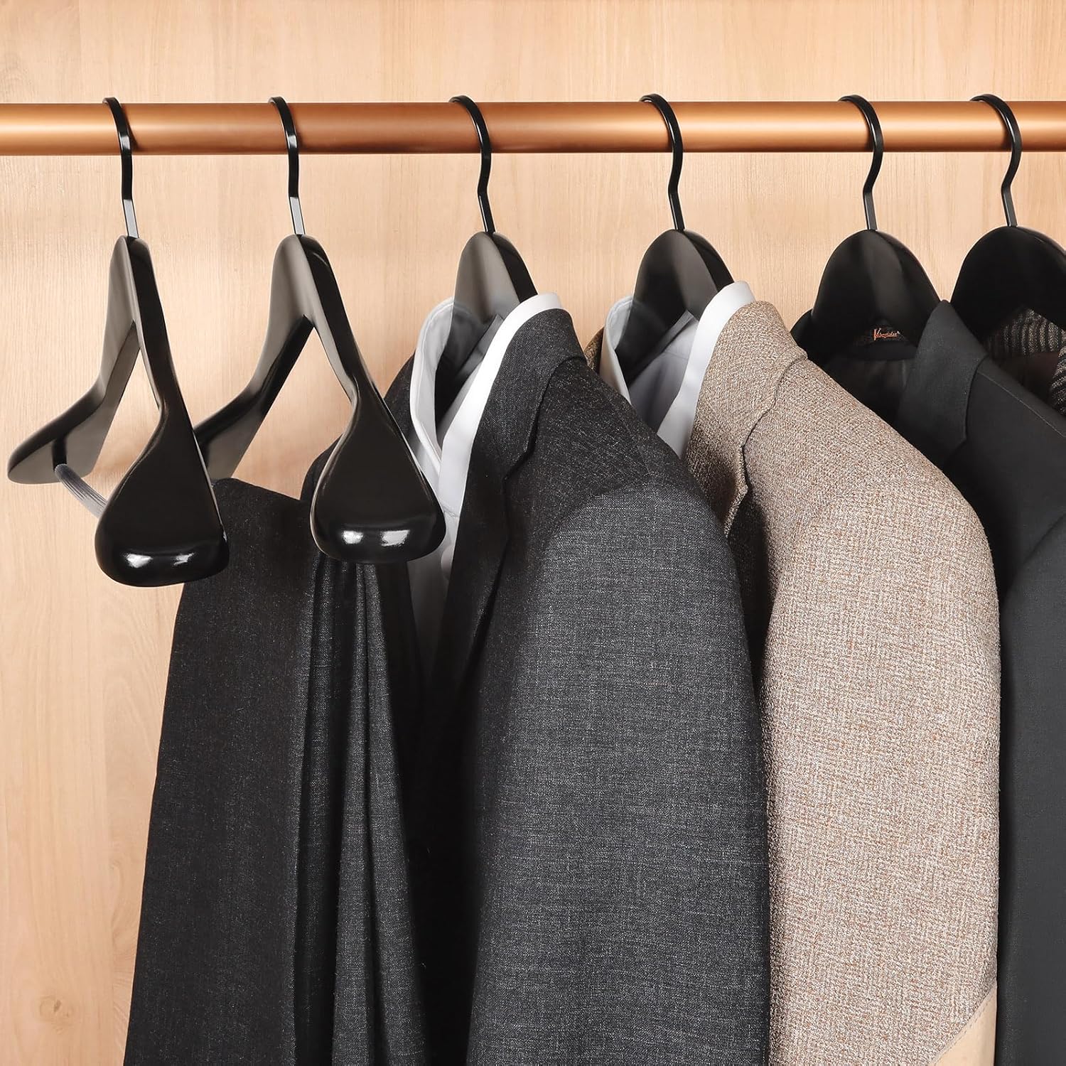 TOPIA HANGER Black Wooden Coat Hanger 6 Pack