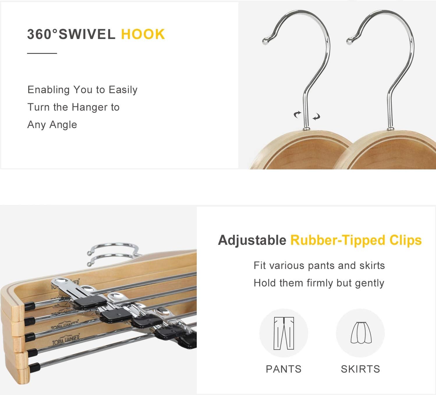 TOPIA HANGER Wooden Pants Hangers